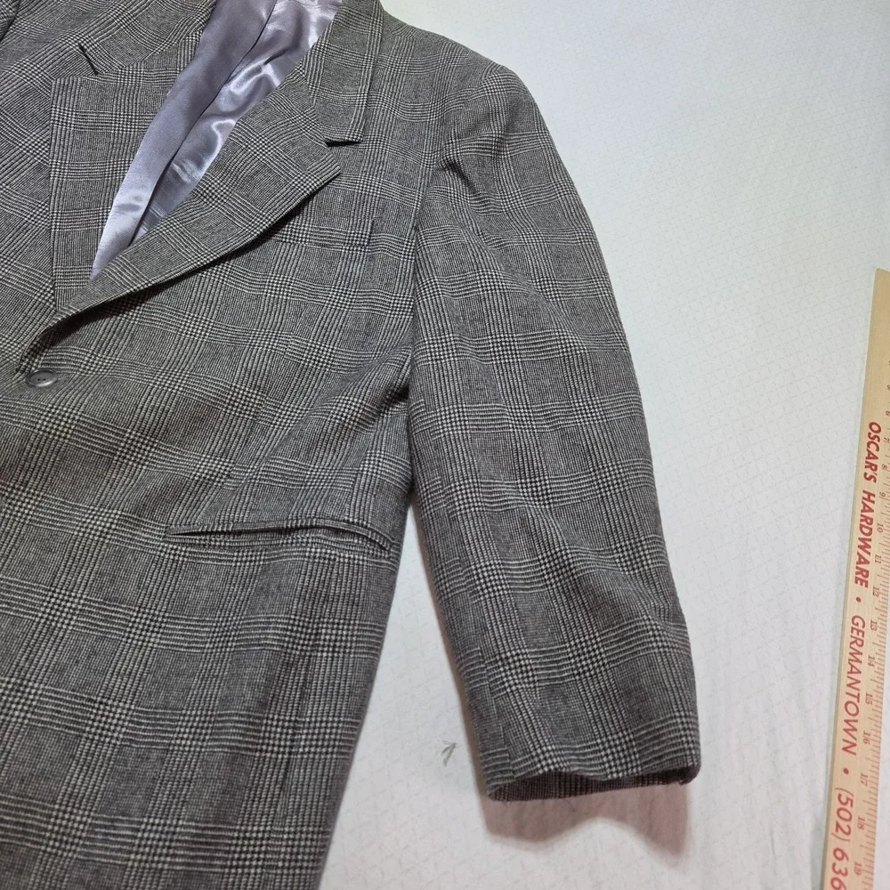 Vtg Men's Ottimo Blazer Jacket Size 43R Gray Glen Plaid Wool Sport Coat Classic
